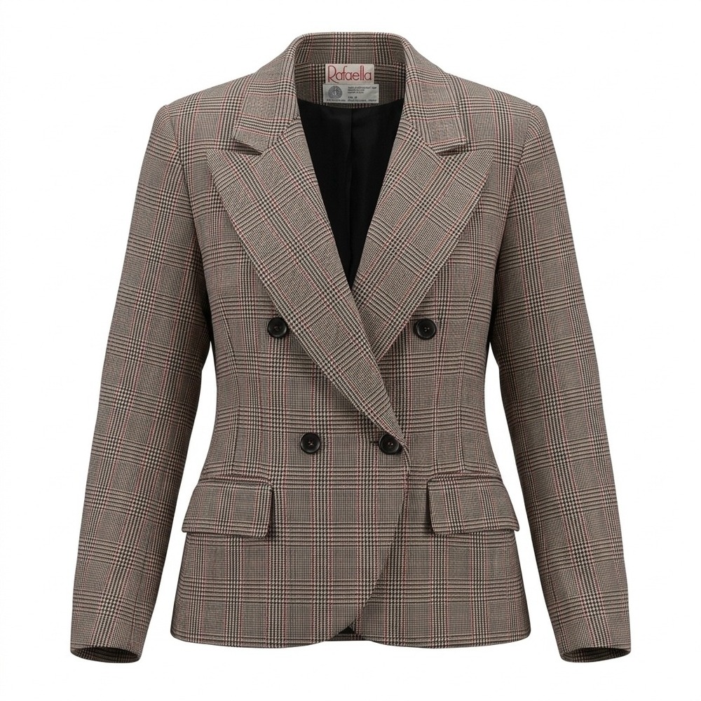 Rafaella Blazer 12 Wool Plaid Dark Academia Y2K Office Workwear Preppy